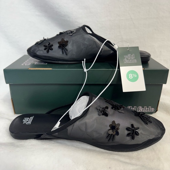 wild fable Shoes - Wild Fable Pixie Floral Mesh Slip-on Mule Flats Memory Foam Insole Size 8.5